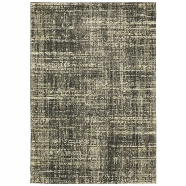 3' x 5' Abstract Power Loom Stain Resistant Area Rug - Charcoal Gray Beige And Tan