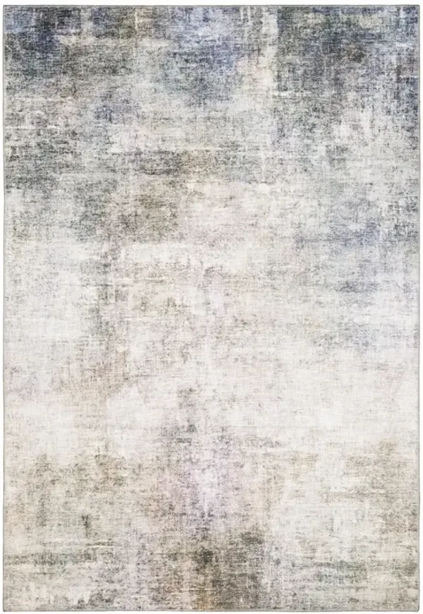 5' x 7' Abstract Power Loom Stain Resistant Area Rug - Beige Blue Gray Green Brown And Purple