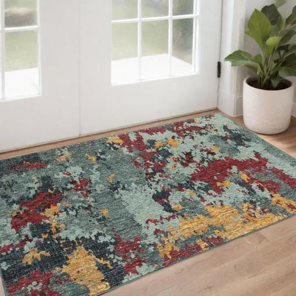 3' x 5' Abstract Power Loom Area Rug - Blue
