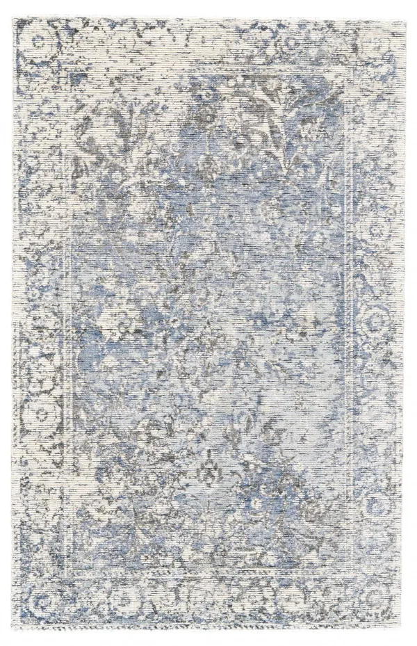 10' x 13' Abstract Hand Woven Area Rug - Blue Ivory And Gray