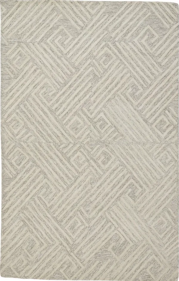 10' x 13' Wool Geometric Tufted Handmade Stain Resistant Area Rug - Tan And Ivory