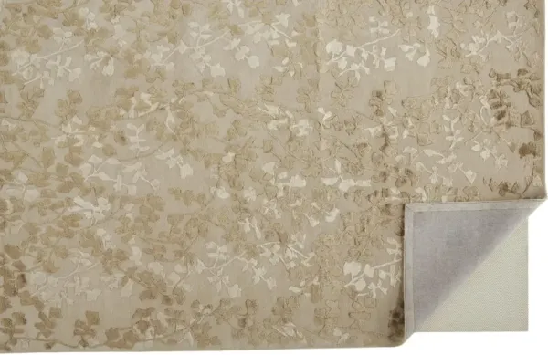 5' x 8' Wool Floral Tufted Handmade Area Rug - Ivory Tan And Gold