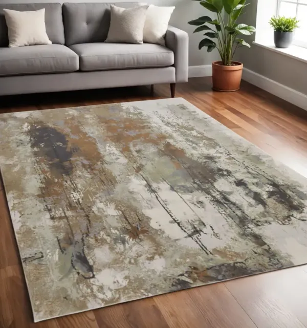 5' x 8' Abstract Power Loom Area Rug - Orange Purple And Green