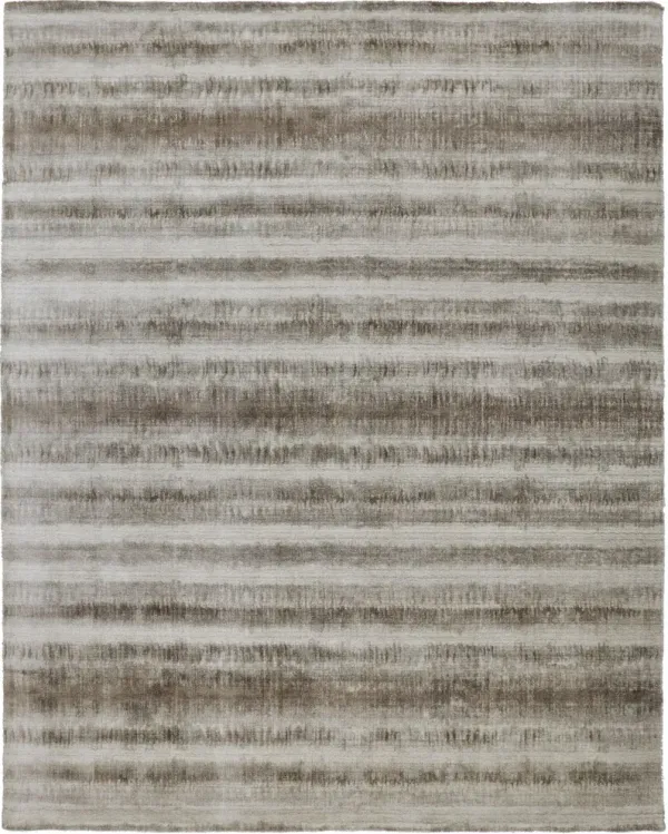 10' x 14' Abstract Hand Woven Area Rug - Tan Ivory And Brown