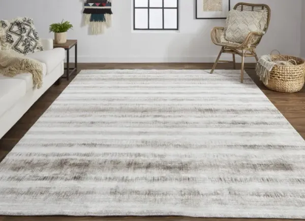 2' x 3' Abstract Hand Woven Area Rug - Tan Ivory And Brown