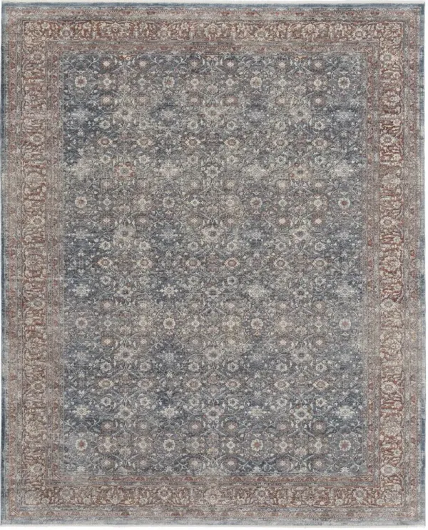 5' x 7' Floral Power Loom Stain Resistant Area Rug - Blue And Red