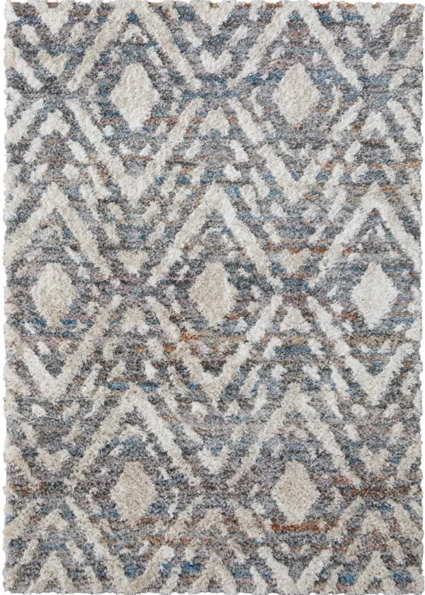 10' x 14' Geometric Power Loom Stain Resistant Area Rug - Ivory Gray And Taupe