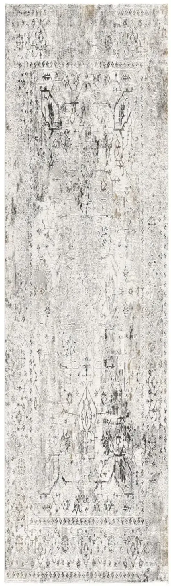 20' Oriental Washable Non Skid Runner Rug - Gray And Ivory