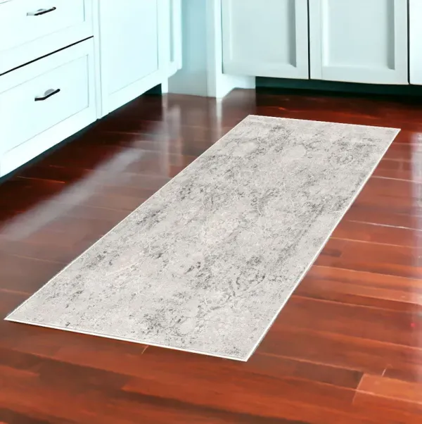 8' Runner Oriental Washable Non Skid Area Rug - Gray And Ivory