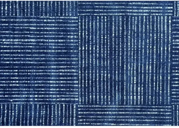 2' x 3' Striped Washable Area Rug With UV Protection - Navy Blue