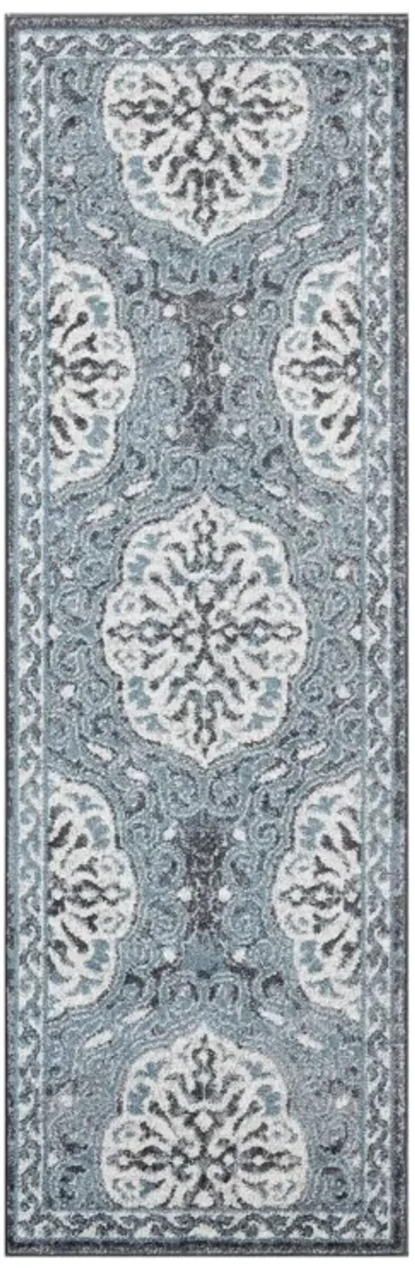 6' Medallion Power Loom Runner Rug - Charcoal And Ivory