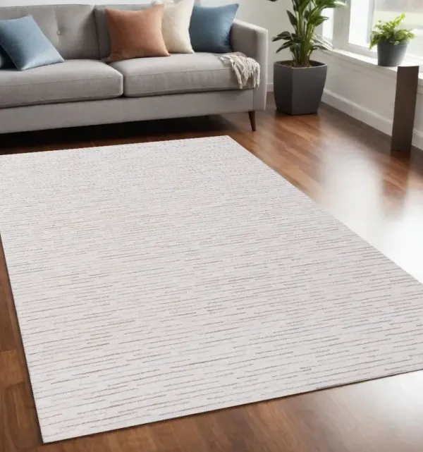 5' x 8' Wool Striped Hand Tufted Area Rug - Beige And Ivory