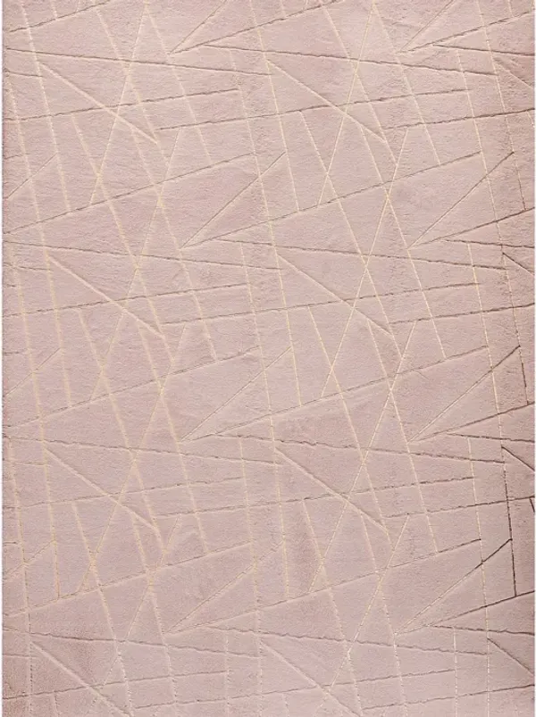 2' x 3' Faux Fur Abstract Shag Non Skid Area Rug - Pink And Gold