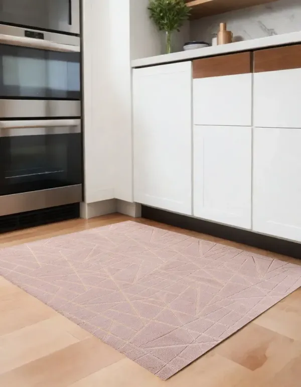 4' x 6' Faux Fur Abstract Shag Non Skid Area Rug - Pink And Gold
