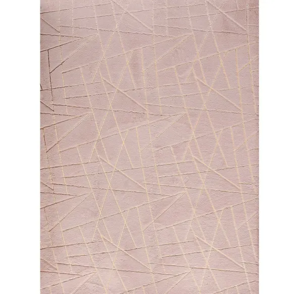 3' x 5' Faux Fur Abstract Shag Non Skid Area Rug - Gold And Pink