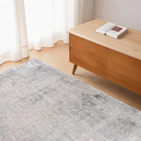 4' x 6' Modern Abstract Distressed Area Rug - Gray And Beige