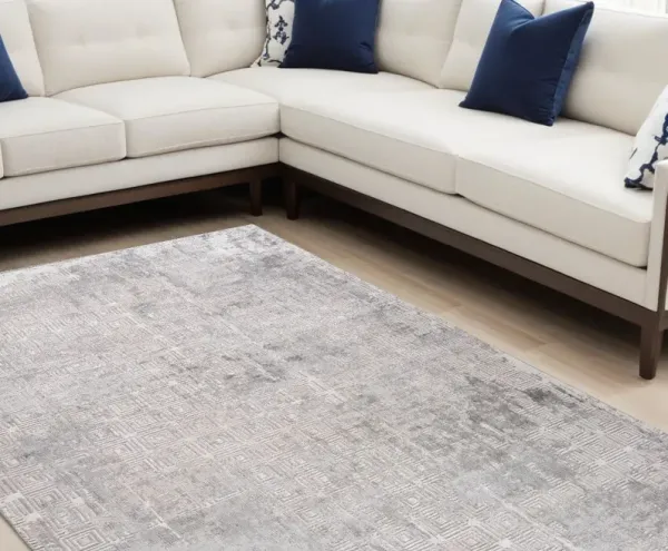 7.9' x 7.9' Abstract Worn Faded Area Rug - Beige And Gray