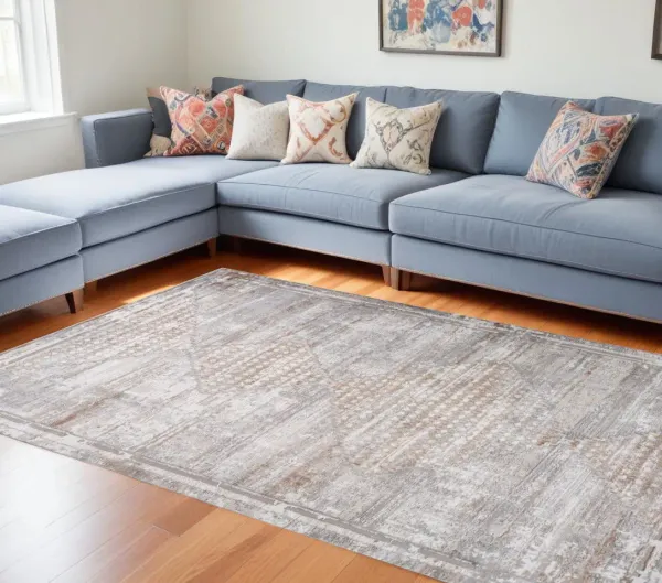 7' x 10' Abstract Distressed Area Rug - Gray And Brown