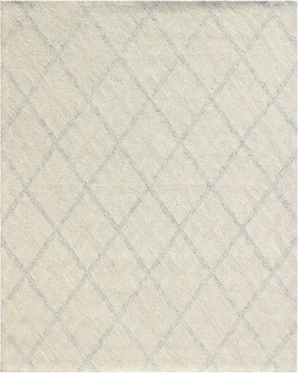 5' x 8' Wool Abstract Geometric Hand Tufted Non Skid Area Rug - Ivory