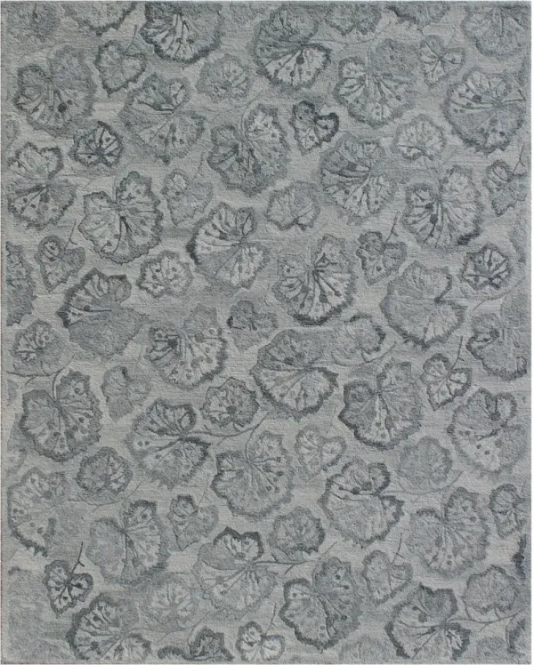 9' x 12' Floral Hand Tufted Non Skid Area Rug - Silver