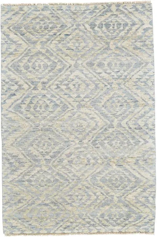6' x 9' Wool Southwestern Hand Knotted Area Rug - Gray And Ivory