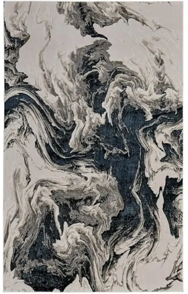 8' x 10' Abstract Power Loom Area Rug - Ivory Black And Taupe