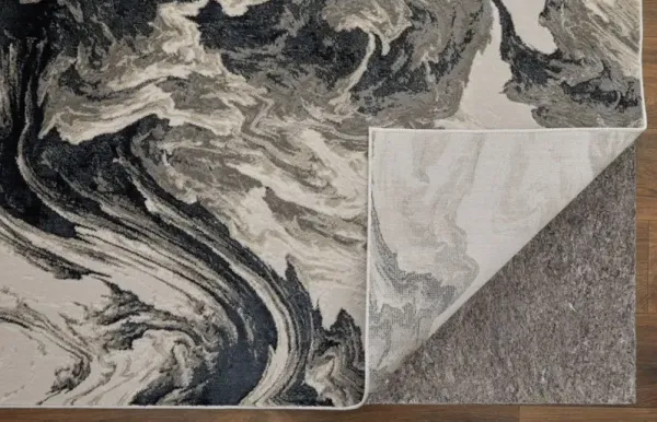 10' x 13' Abstract Power Loom Area Rug - Ivory Black And Taupe