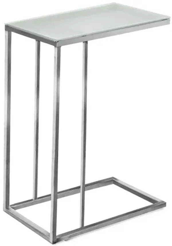 Accent Table, C - Shaped, Tempered Glass, Stylish Design Contemporary & Modern