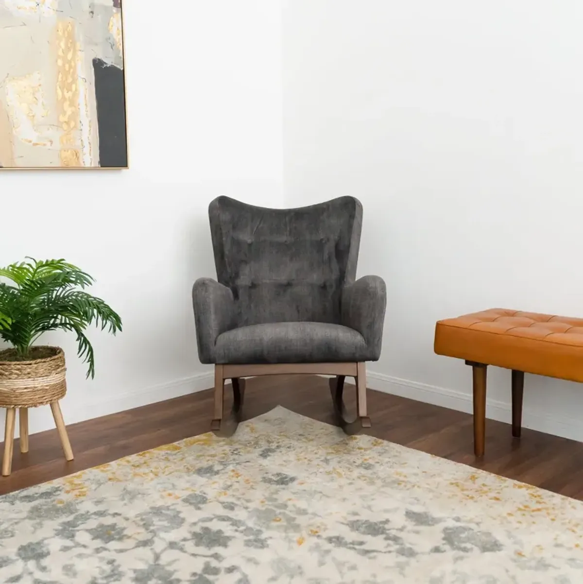 Alistair - Rocking Chair - Brown / Dark Gray