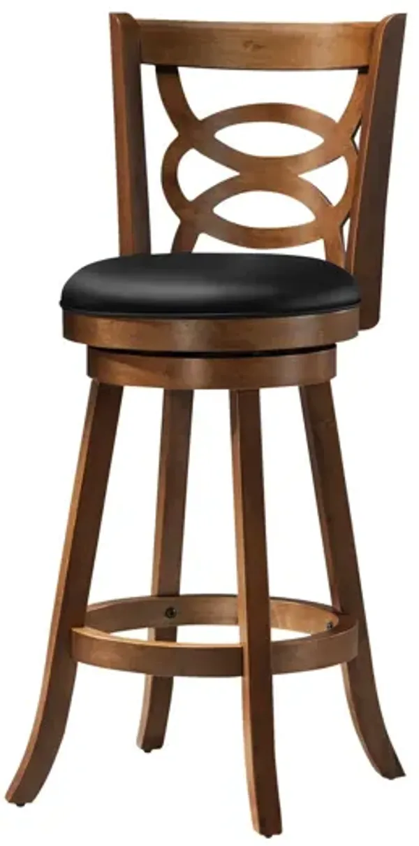 Stylish Design Swivel Bar Stool With Bar Height Leather Look (Set of 2)