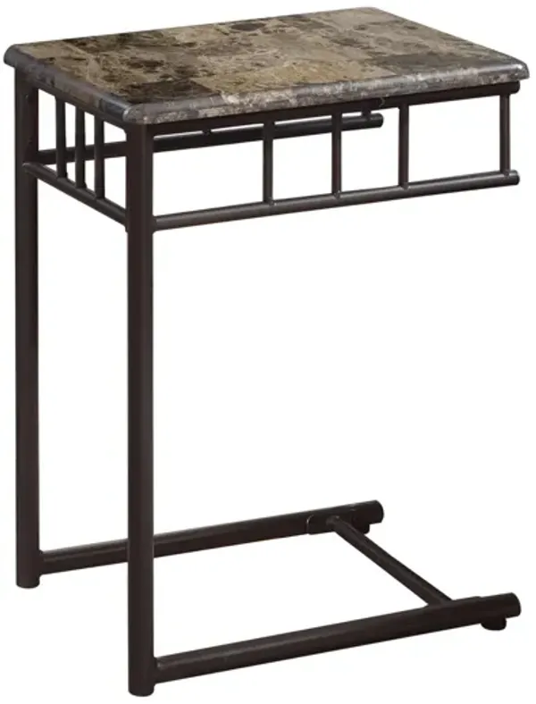 C-Shaped Accent Table Marble Look For Living Room