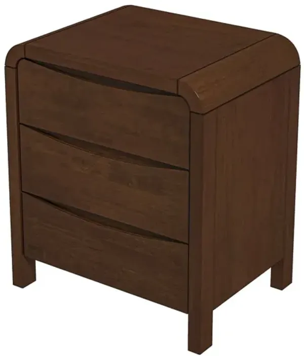 Lionel - Mid-Century Modern Nightstand 3 Drawer Bed Side Table - Brown