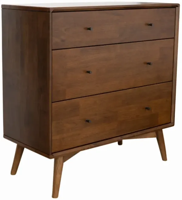 Caroline - Mid-Century Modern Dresser 3 Drawer - Brown / Wood