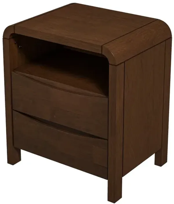 Lionel - Mid-Century Modern Nightstand 2 Drawer - Brown
