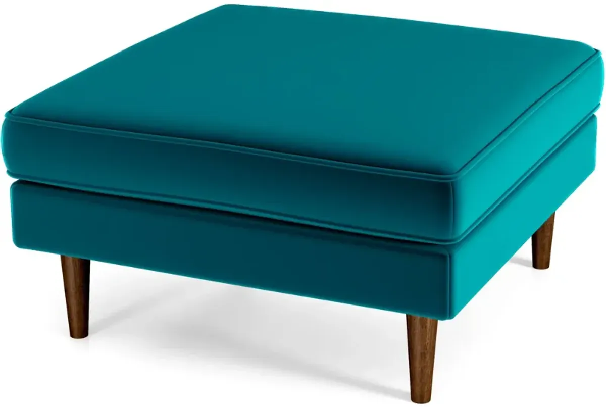 Amber - Square Upholstered Ottoman Linen