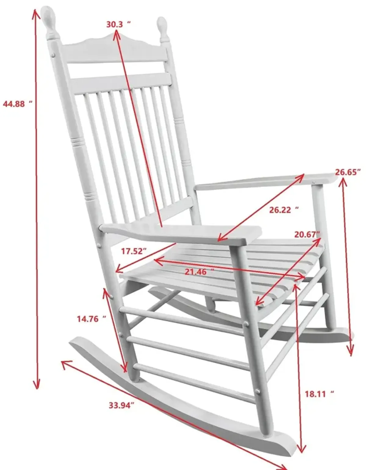 Balcony Porch Adult Rocking Chair - Wood