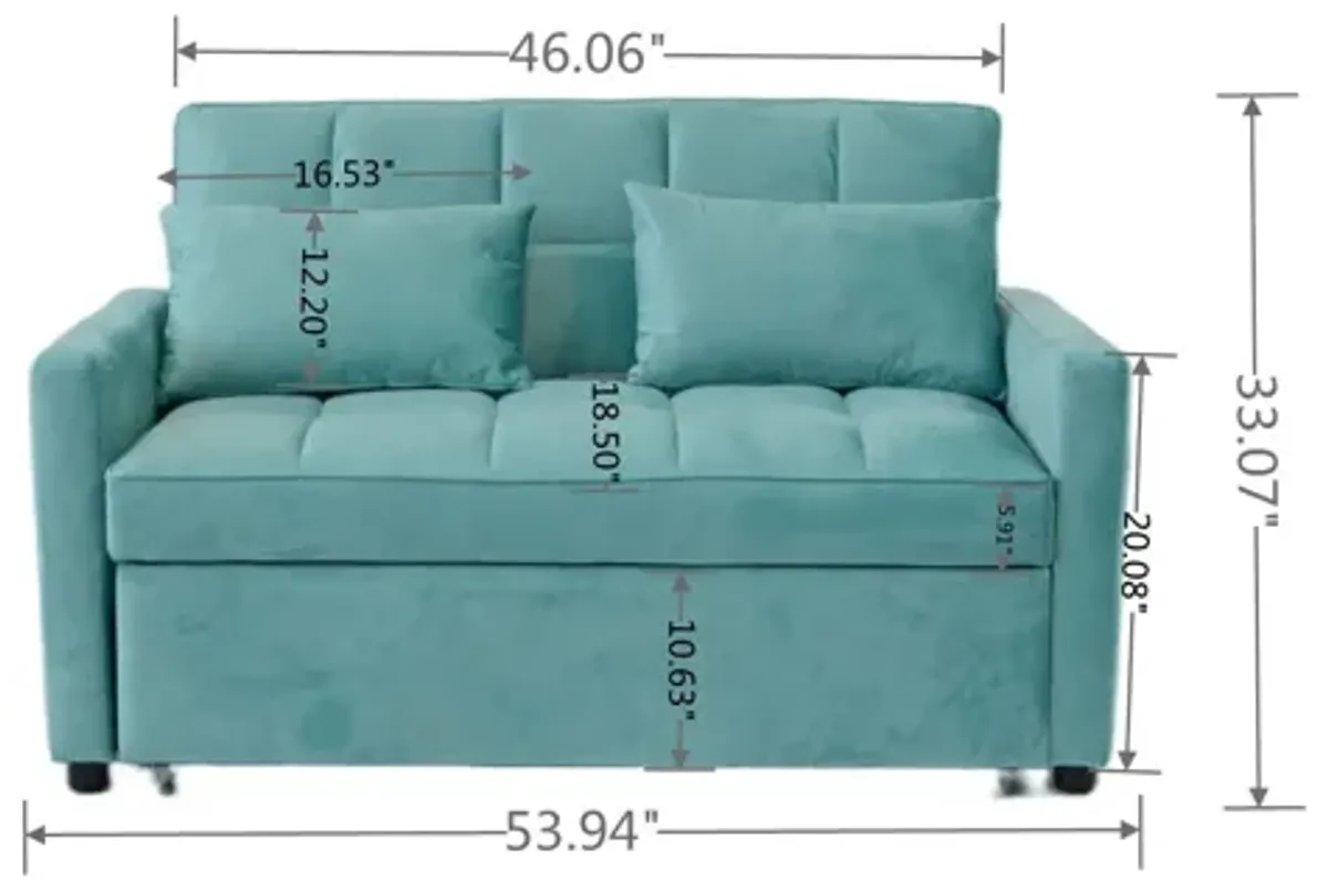 3 In 1 Convertible Sleeper Sofa Bed, Modern Fabric Loveseat Futon Sofa Couch With Pullout Bed, Small Love Seat Lounge Sofa With Reclining Backrest, Furniture For Living Room