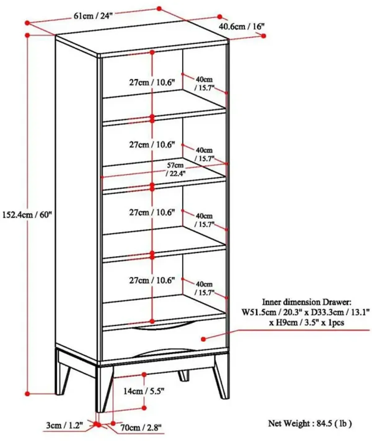 Harper - Handcrafted Bookcase With Storage