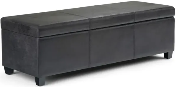 Avalon - Storage Ottoman Bench - Distressed Black