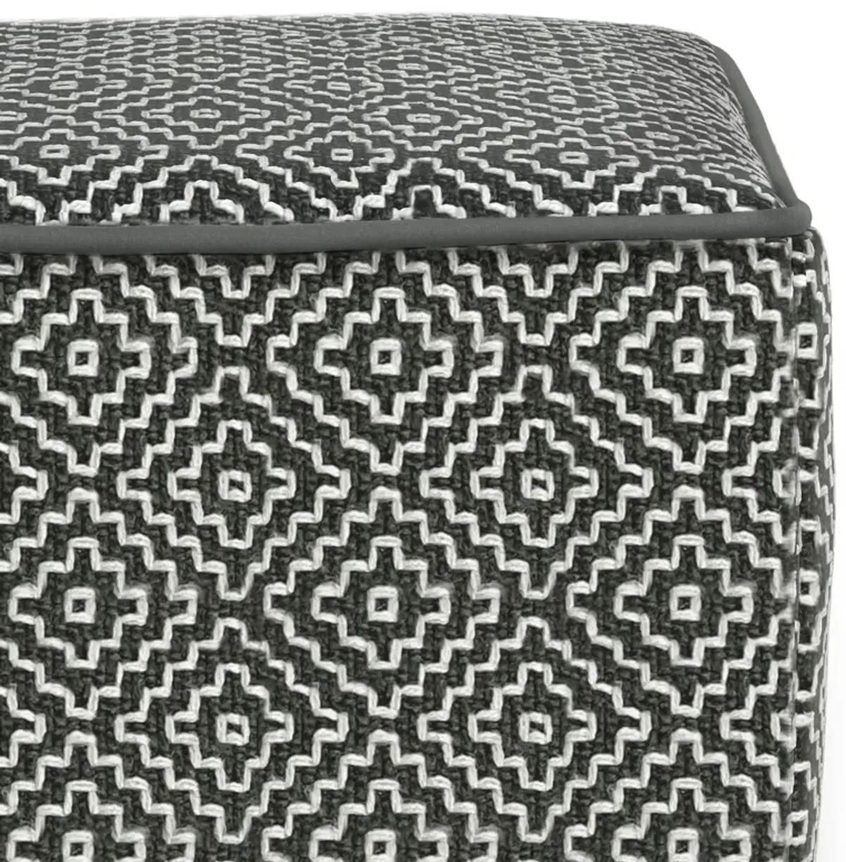 Briella - Square Woven Outdoor / Indoor Pouf - Gray / White