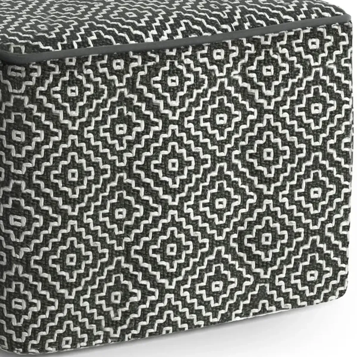 Briella - Square Woven Outdoor / Indoor Pouf - Gray / White