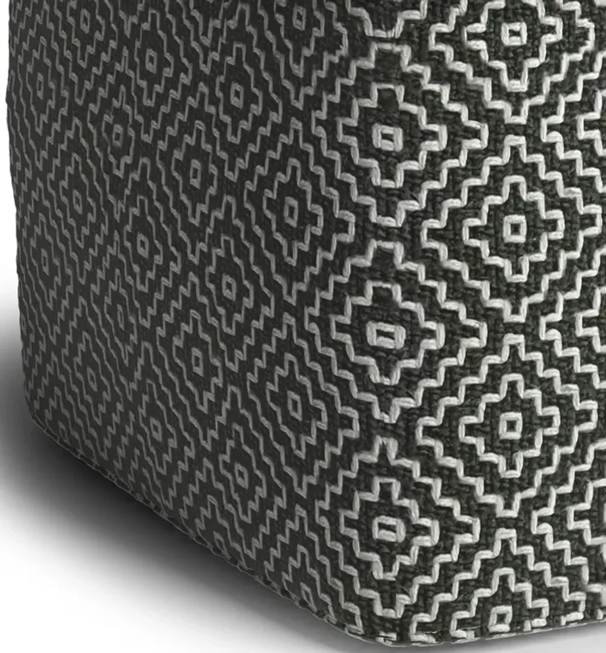 Briella - Square Woven Outdoor / Indoor Pouf - Gray / White