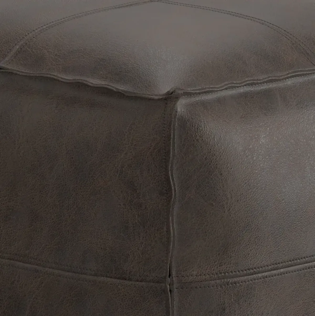 Sheffield - Square Pouf - Distressed Dark Brown