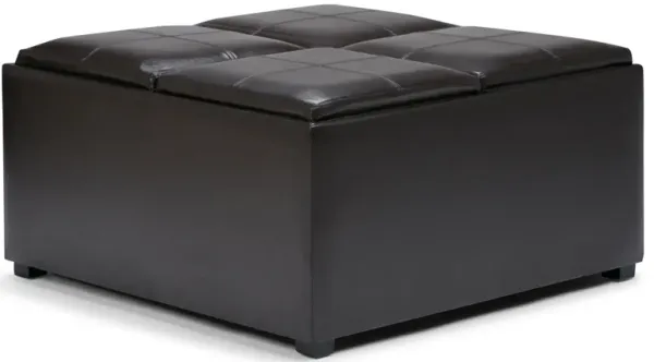 Avalon - Square Coffee Table Storage Ottoman - Tanners Brown