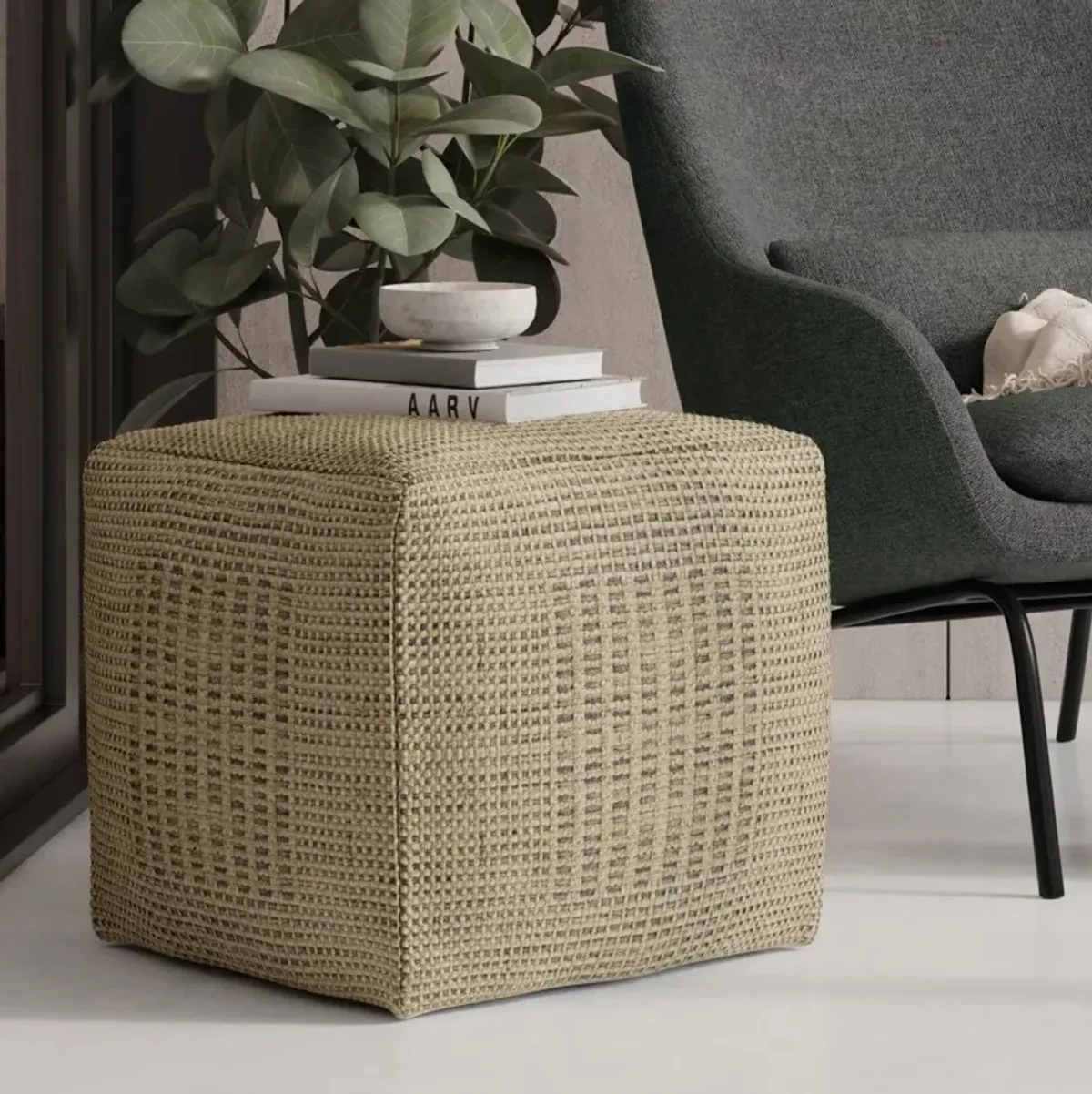 Delilah - Square Woven Pouf - Natural