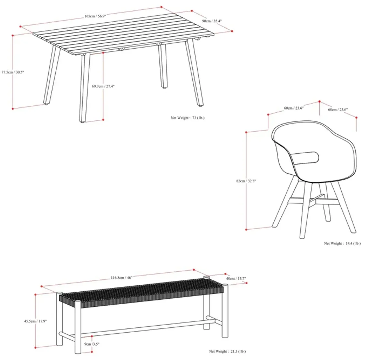 Kona - 6 Piece Contemporary Outdoor Dining Set