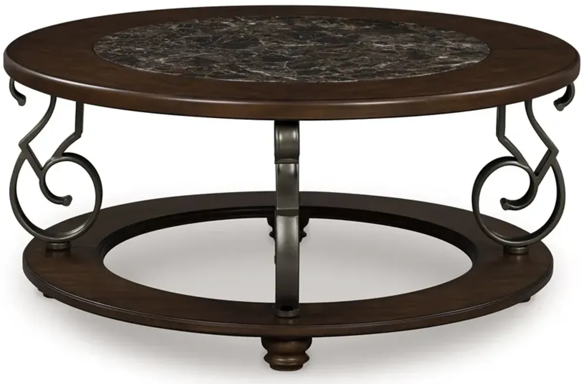 Frallyn - Round Cocktail Table - Dark Brown