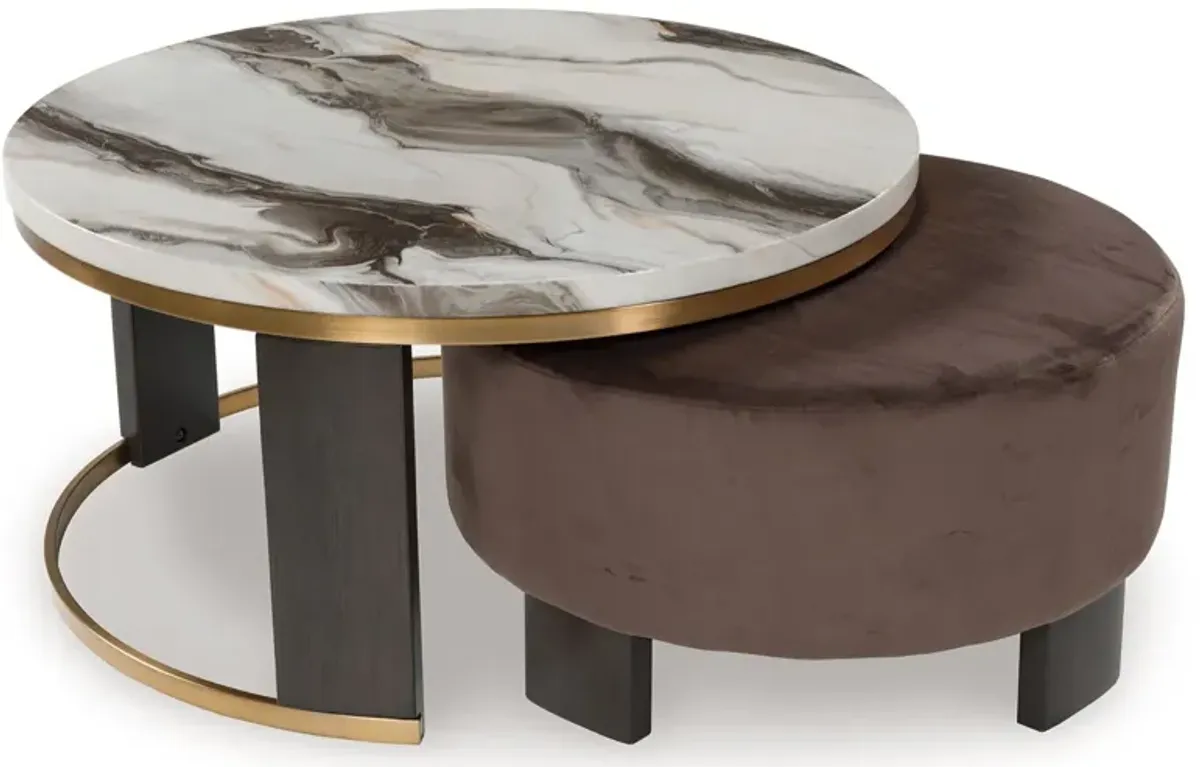 Jazmore - Nesting Cocktail Tables (Set of 2) - Brown / Brass Finish