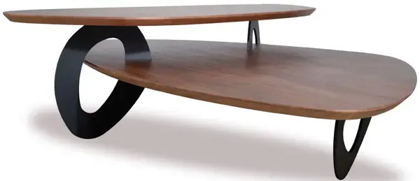 Walnut Veneer And Metal Coffee Table - Brown and Black