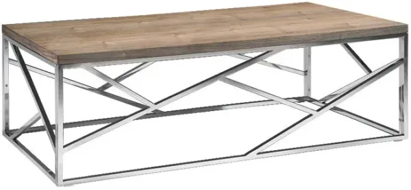 15" Walnut Veneer And Steel Coffee Table - Brown